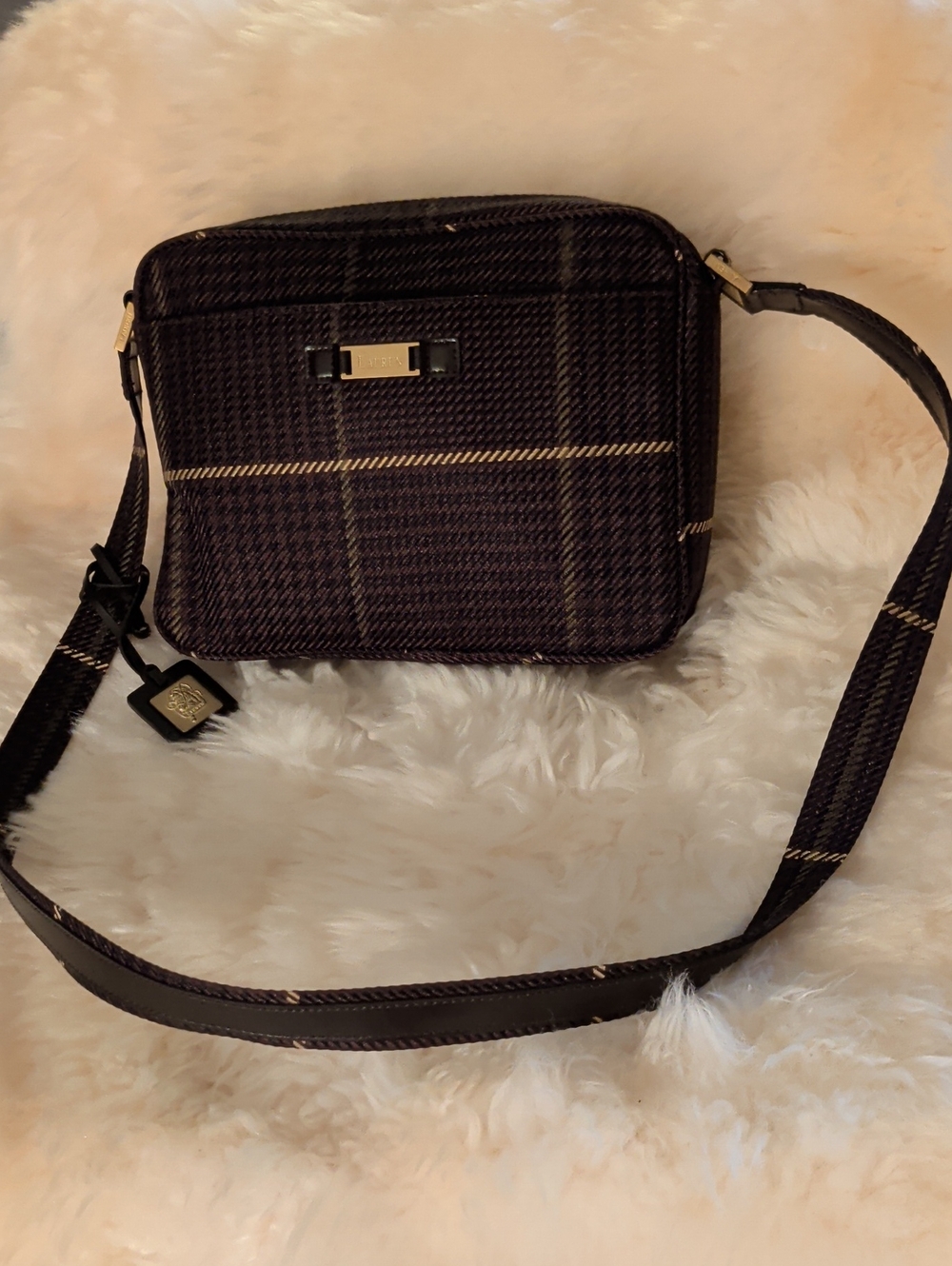 LRL Brown/Black Plaid Crossbody Bag